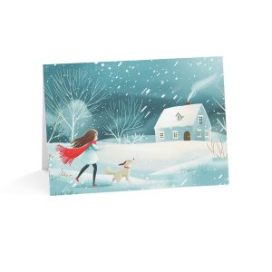 Eco-Friendly Winter Greeting Card – Cozy Dog and Snow Scene