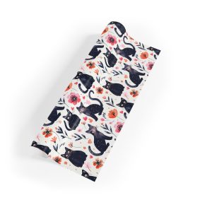 Charming Cat Design Wrapping Paper with Flowers