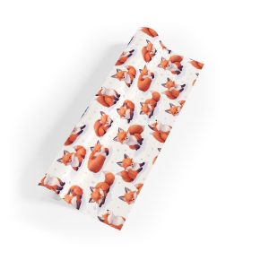 Frolicking Foxes Wrapping Paper featuring playful foxes in a snowy scene
