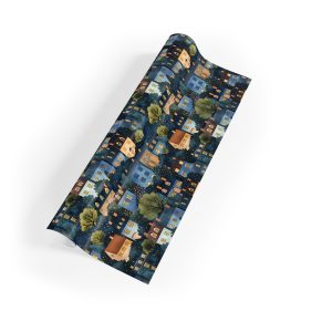 Cozy Nighttime Village Wrapping Paper