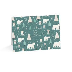 Eco-Friendly Christmas Greeting Card with Polar Bears and Owls
