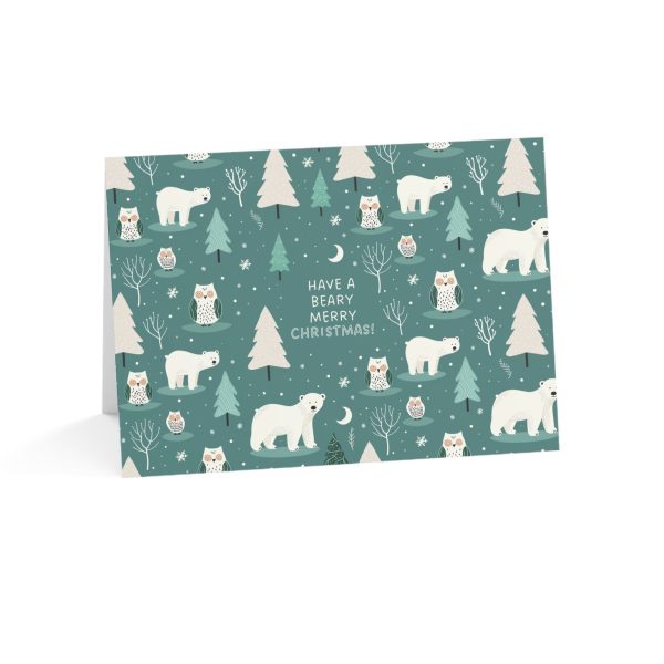 Eco-Friendly Christmas Greeting Card with Polar Bears and Owls