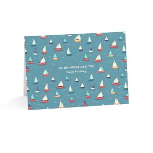 Eco-Friendly Greeting Card with Colorful Sailboats and Waves