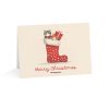 Adorable Christmas Greeting Card with Cats in a Festive Stocking