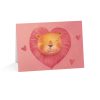 Eco-friendly greeting card featuring a heart-shaped lion design with pink hues