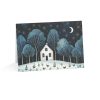 Eco-Friendly Greeting Card with a Snowy Cottage and Starlit Forest