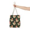 Reusable Gift Tote Bag with Festive Chickens in Santa Hats