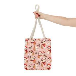 Reusable Gift Tote Bag with Festive Hamsters in Santa Hats