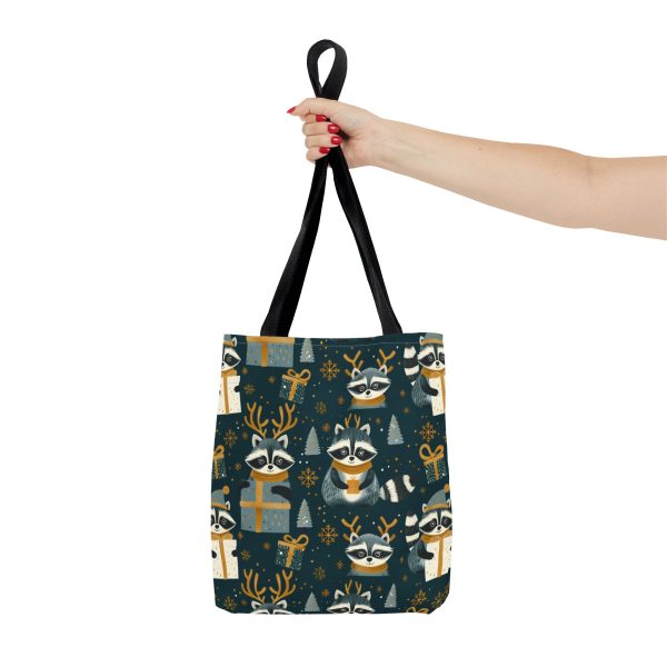 Charming Holiday Raccoons Reusable Gift Tote Bag