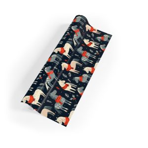 Eco-Friendly Wrapping Paper with Festive Horses in Red Scarves