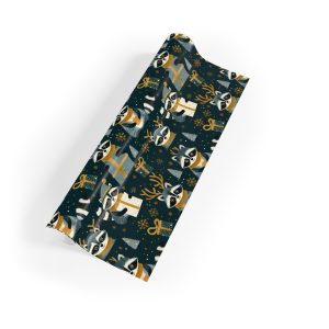 Eco-Friendly Wrapping Paper with Festive Reindeer and Golden Accents