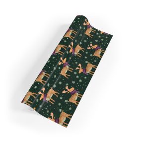 Eco-Friendly Wrapping Paper with Festive Reindeer in Cozy Scarves
