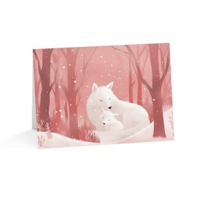 Eco-Friendly Winter Greeting Card Featuring Wolves in a Snowy Forest