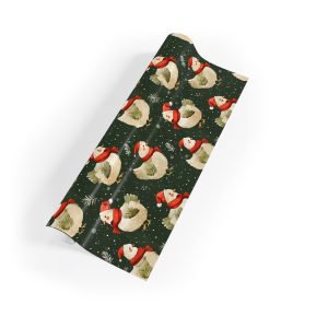 Eco-Friendly Wrapping Paper with Festive Chickens in Santa Hats