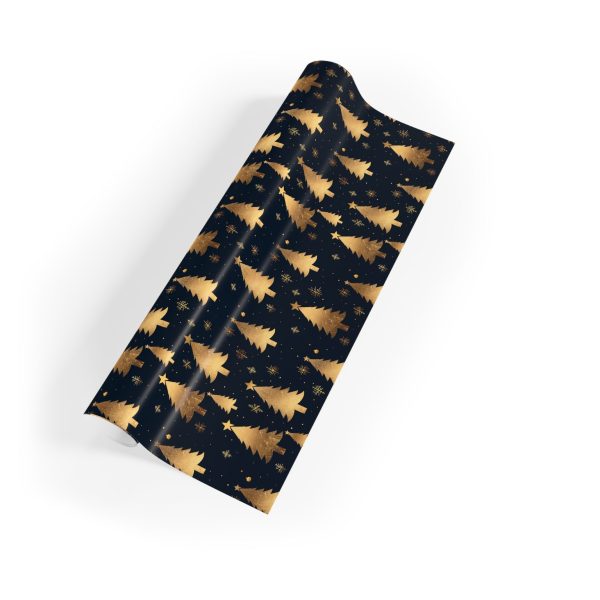 Festive Gold Pine Trees Wrapping Paper