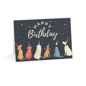 Eco-Friendly Birthday Greeting Card with Festive Dogs and Starry Sky