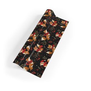 Eco-Friendly Wrapping Paper with Festive Foxes in Scarves and Santa Hats