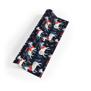 Eco-Friendly Wrapping Paper with Festive Unicorns and Santa Hats