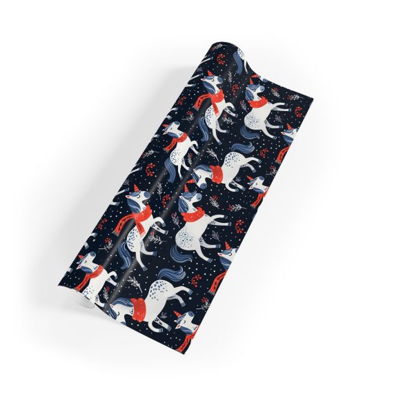 Eco-Friendly Wrapping Paper with Festive Unicorns and Santa Hats
