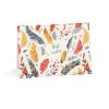 Eco-Friendly Greeting Card with Colorful Feathers and Foliage