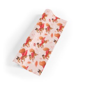 Eco-Friendly Wrapping Paper with Playful Red-Caped Squirrels