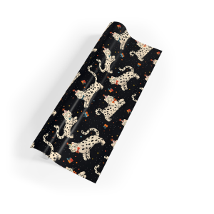 Festive Spotted Cats with Balloons and Gifts - Eco-Friendly Wrapping Paper