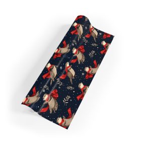 Festive Otters with Red Scarves Wrapping Paper