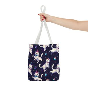 Reusable Gift Tote Bag with Confetti Cats and Gifts