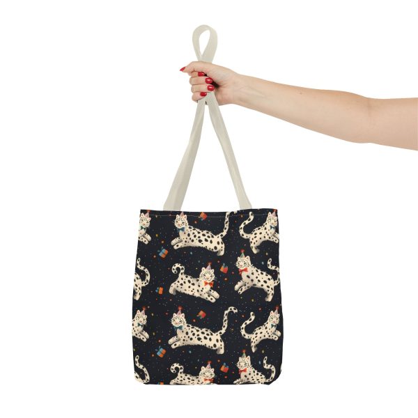 Playful Snow Leopards with Balloons and Gifts Reusable Gift Tote Bag