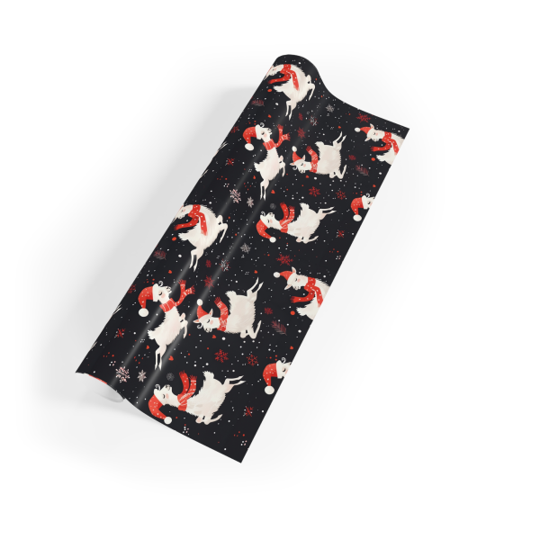 Festive Llamas with Santa Hats and Scarves Winter Gift Wrapping Paper