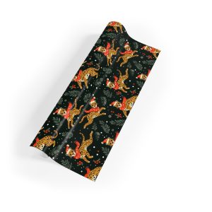 Holiday Leopards Wrapping Paper with Festive Design