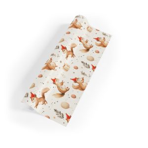 Festive Squirrels with Party Hats and Balloons Winter Gift Wrapping Paper