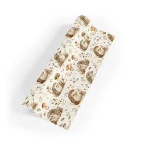 Eco-Friendly Wrapping Paper featuring Hedgehogs and Mushrooms