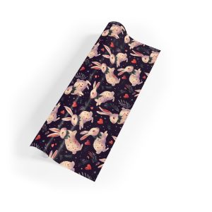 Eco-Friendly Wrapping Paper with Adorable Bunnies and Hearts