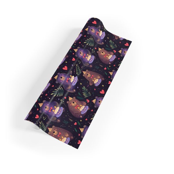 Eco-Friendly Wrapping Paper with Birthday Bears and Cakes