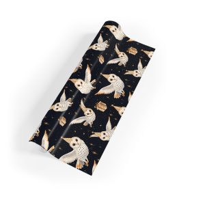 Magical Owls with Party Hats: Starry Night Wrapping Paper