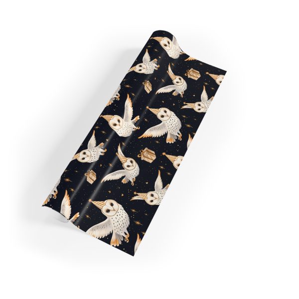 Magical Owls with Party Hats: Starry Night Wrapping Paper
