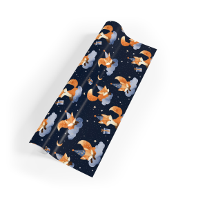 Whimsical foxes on clouds with stars – Eco-Friendly Wrapping Paper