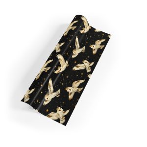 Regal Owls with Crowns Flying Through a Starry Night Gift Wrapping Paper