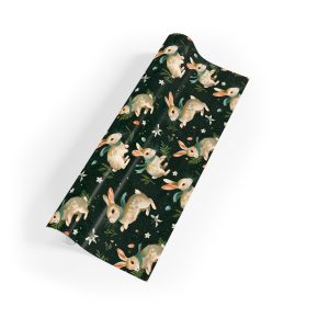 Whimsical Hopping Bunnies in Scarves Eco-Friendly Wrapping Paper