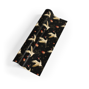 Eco-Friendly Wrapping Paper featuring Flying Cranes with Gifts