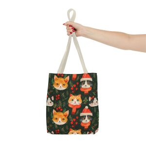 Festive Cats in Scarves and Santa Hats Reusable Gift Tote Bag