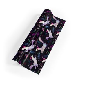 Frolicsome Arctic Ferrets with Birthday Party Hat Eco-Friendly Wrapping Paper