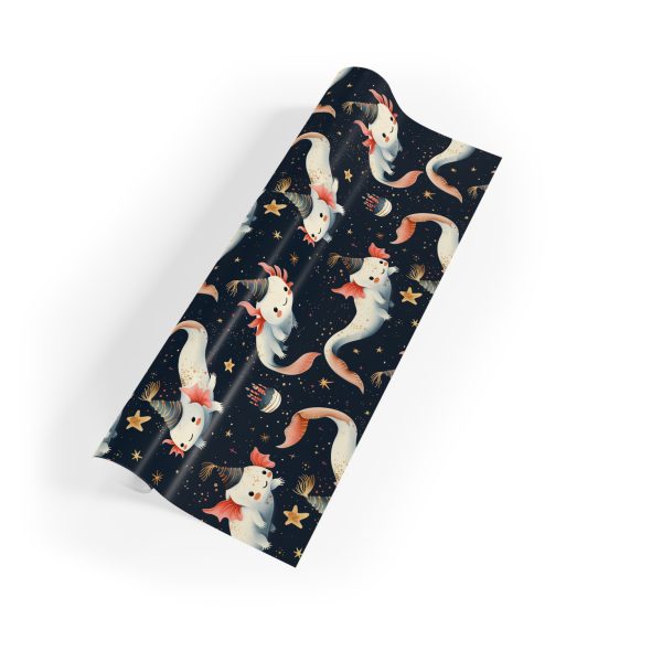 Celebratory Axolotls with Cakes and Party Hats Eco-Friendly Wrapping Paper