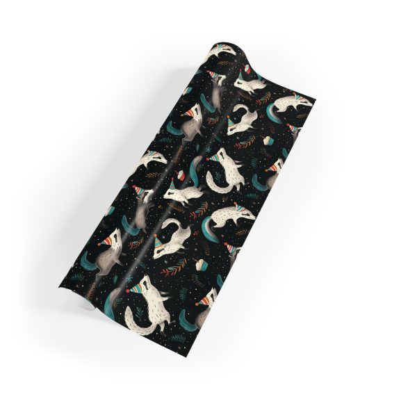 Frolicsome Badgers in Party Hats with Cupcakes Eco-Friendly Wrapping Paper