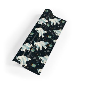 Playful Polar Bears with Party Hats and Presents Eco-Friendly Wrapping Paper