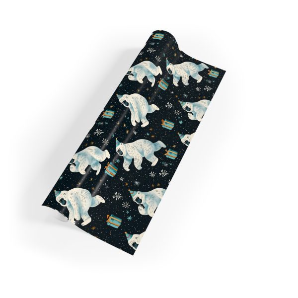 Playful Polar Bears with Party Hats and Presents Eco-Friendly Wrapping Paper