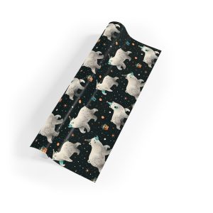 Playful Polar Bears in Party Hats Eco-Friendly Wrapping Paper