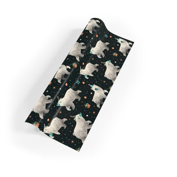 Playful Polar Bears in Party Hats Eco-Friendly Wrapping Paper