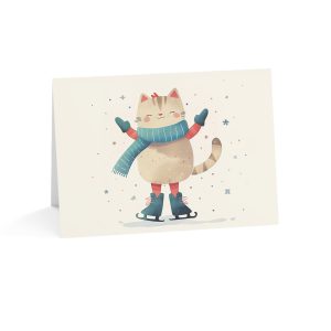 Ice Skating Cat - Eco-Friendly Greeting Card